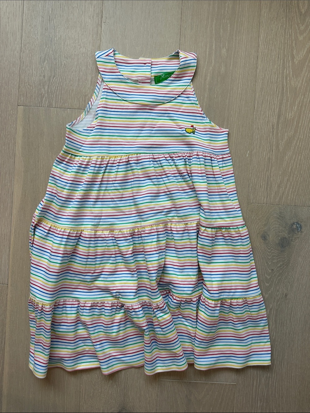 Girls' Rainbow Stripe Tiered Casual Dress